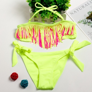 Verano de secado rápido de las niñas traje de baño de la borla Bikini de los niños Split traje de baño/bebés Kvntyusc.Br (5)