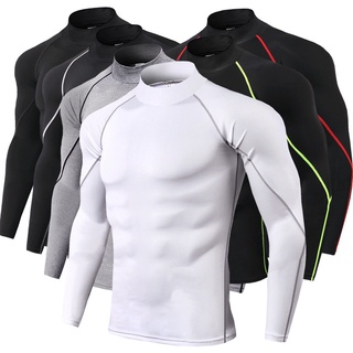 Men's Casual Sweater High-neck Fitness Long-sleeved T-shirt Sports Long-sleeved Fall/winter Stretch Quick-drying Stand-up Collar Sweater
