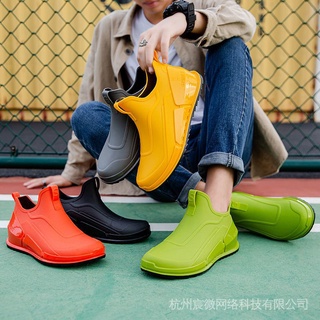 Moda Antideslizante Botas De Lluvia De Los Hombres De Tubo Corto Impermeable Zapatos Exterior Desgaste Agua De Cocina Wor