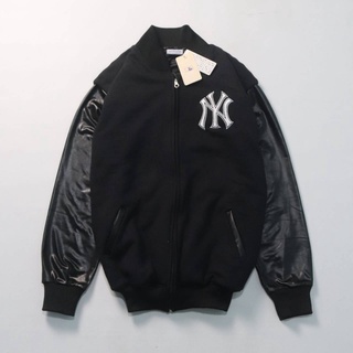 Chaqueta de béisbol MLB NEW YORK YANKEES etiqueta completa y etiqueta | Varsity Jacket NY LOGO bordado PREMIUM auténtico negro