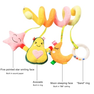 ❈Eh☆Cama de bebé cuna espiral relleno fruta incorporado sonda, mordedor viento campanillas juguete educativo para niños/niñas