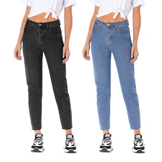Jeans mujer cintura alta estiramiento Slim Fit Raw dobladillo Jeans