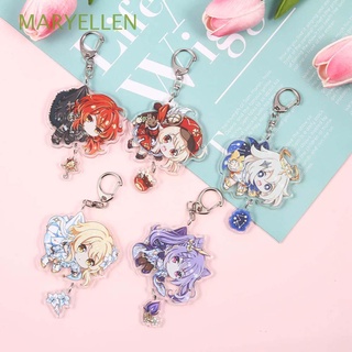 MARYELLEN Cute Genshin Impact Anime Key Rings Keychain keqing Klee Creative Diluc Car Interior Accessories Acrylic Key Ring Holder