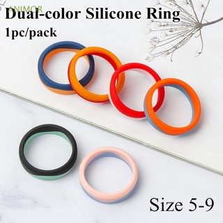 animor moda para mujer anillos de pareja anillo de goma bodas anillo de silicona estilo deportivo 5,7 mm de ancho 2 mm de grosor transpirable de doble color/multicolor