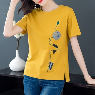 Camiseta de manga corta de primavera Chaqueta impresa de compasión floja femenina