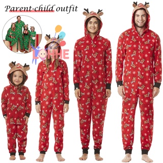 Lohhe Family coincidencia de monos ropa de dormir ciervo navidad navidad sudadera con capucha de ciervo orejas pijamas conjunto