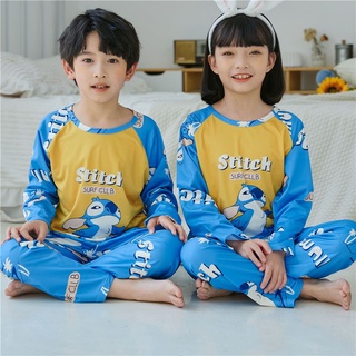 Pijamas Baju Tidur estilo manga larga noche de dibujos animados impreso O-cuello camisones transpirable Unisex para niños y niñas poliéster ropa de sueño