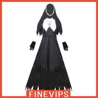 [FINEVIPS] Conjunto de Cosplay de fiesta de Halloween para mujer, Medieval, monja, disfraz de fiesta (9)