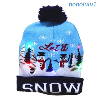 honolulu1 led sombrero de navidad luz sombrero de navidad unisex invierno punto gorro de vacaciones