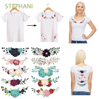 stephani 10 piezas/lote diy parche de hierro en parches termopegatinas parches vestidos de flores en ropa para ropa camiseta lavable apliques/multicolor