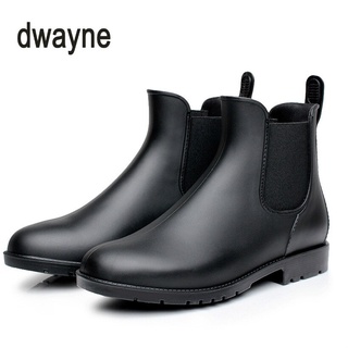 los hombres de goma botas de lluvia de moda negro chelsea botas slip-on impermeable botas de tobillo botas de lluvia botas de tamaño 38-43 jkm9