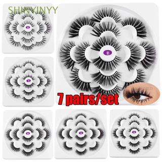 SHINYINYY 7 Pairs Beauty Makeup 6D Faux Mink Hair Cruelty-free Thick Cross False Eyelashes Wispy Natural Long Fluffy Lashes Woman Handmade Eye Lashes Extension