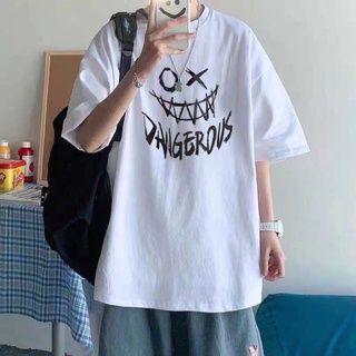 Tik Tok Moda Pareja Conjunto Más El Tamaño De Manga Corta T-shirt Sonriente Cara Patrón Tendencia Suelta Camisetas Para Hombres Y Mujeres (8)