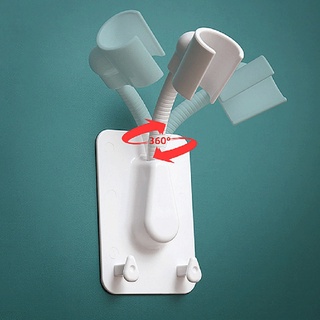 Flexible Shower Head Holder Bracket Wall-Mounted Self Adhesive Rack with Hooks