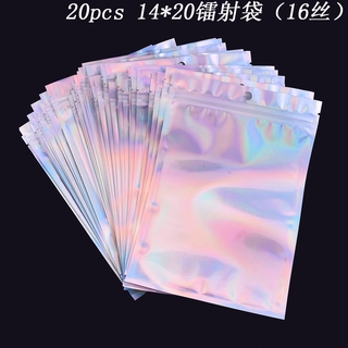 Diferentes tamaños láser de Color arco iris de papel de aluminio Zipline bolsas para joyas paquete de regalo (5)