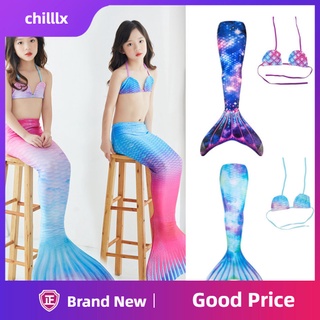 Chilllx - juego de 2 piezas para niñas, poliéster, cola de sirena, traje de baño de 3-12 años, Bikini colorido
