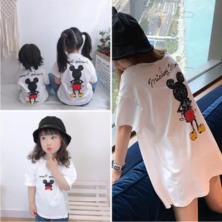 Perfecto verano bebé adultos familia camiseta de algodón de manga corta Mickey de dibujos animados coreano niños de moda
