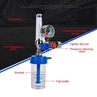 Regulador de válvula de reducción de presión de oxígeno G5/8 medidor de flujo amortiguador tipo boya inhalador de presión de Gaug para inhalador (2)