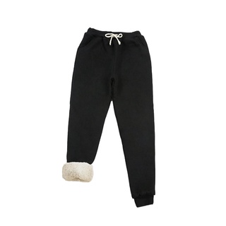 ✭Ca❁Pantalones de Jogger sueltos para mujer, invierno cálido espesar Sherpa forrado cintura elástica atlética pantalones de chándal con bolsillos