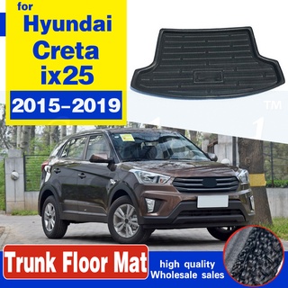 Coche de carga forro bandeja de arranque trasero cubierta del tronco mate alfombra piso alfombra Kick Pad para Hyundai Creta Ix25 2015 2016 2017 2018 2019 (1)