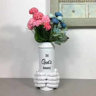 lwinui - jarrón de flores en forma de manos, resina estable, sensación artística, maceta, decoración del hogar