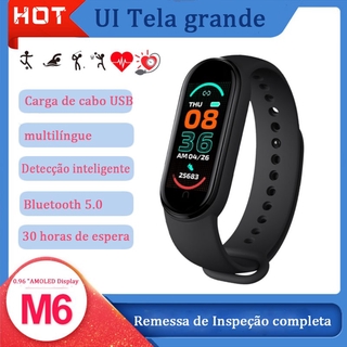 🥇 XIAOMI M6 Smart Watch pulsera Bluetooth impermeable presión arterial frecuencia cardíaca Fitness digital calorie reloj inteligente banda de Monitor deporte
