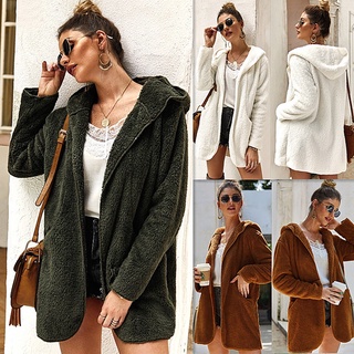 Tt2 abrigo cálido para mujer De lana De invierno con Mangas largas y bolsillo con capucha