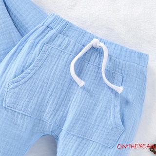 ONT-kids Casual camiseta y pantalones conjunto de moda Color sólido Tops de manga larga y pantalones largos (6)