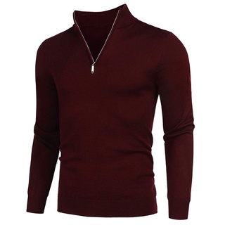 Los hombres suéter camisa suave camiseta cuello alto invierno fondo de manga larga (8)