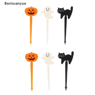 Bentuanyue 6 pzs Mini tenedor De Frutas con dibujo Para decoración De Halloween/pastel/postres/Comida/pasteles