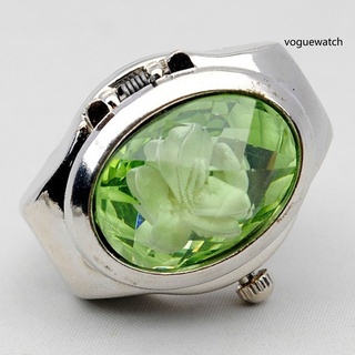 Vogue reloj de cuarzo con forma de anillo de dedo con pedrería ovalada unisex para fiestas Club (6)