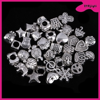 40 piezas de estilos surtidos para hacer joyas, espaciador, pulsera de plata, bricolaje (1)