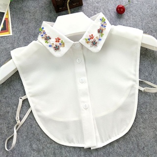 ONT coreano mujer hecho a mano abalorios joyería solapa Collar falso colorido imitación cristal primavera flor desmontable media camisa blusa (8)
