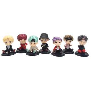 🌟Yew🌟 7 unids/Set lindo BTS21 dibujos animados PVC modelo Bangtan Boys nuevo Mini Kpop coleccionable muñeca Fans regalo BTS Figurine (7)
