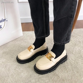 pequeños zapatos de cuero mujer versión coreana todo-partido primavera 2021 nuevo suela gruesa de tacón grueso retro estilo británico solo zapatos mocasines de moda
