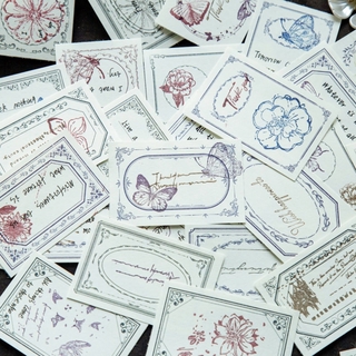 journamm 50pcs retro flor encaje serie retro tarjeta kraft tarjetas para deco papelería lomo tarjetas papelería bloc de notas notas adhesivas (4)
