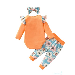 LL5-mameluco de manga larga de bebé + pantalones + diadema de arco, ropa de primavera con estampado de flores de papá (9)