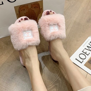 rosa zapatillas de felpa cómodo suave interior exterior desgaste coreano moda mujer zapatos planos conejo felpa rosa (2)