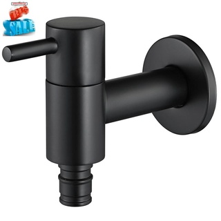 Black Round Copper Wall Mounted Washing Machine Tap Mop Pool Tap Garden Outdoor Bathroom Water Faucet