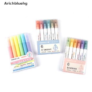 (arichbluehg) 6 unids/set morandi colores fluorescentes pluma retro macaron art marcador en venta