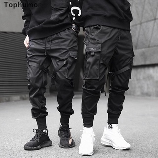 [tophumor] cintas harem joggers hombres pantalones de carga streetwear hip hop bolsillos pantalón de pista.