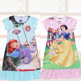 Niños niñas Disney de dibujos animados princesa ropa de dormir pijama ropa de dormir vestido de verano (1)