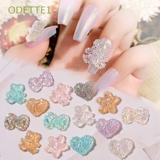 odette1 japonés 3d uñas arte decoraciones bowknot diamante joyería diy uñas arte rhinestone aurora tridimensional manicura amor oso hielo transparente diamante completo