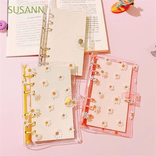 SUSANN Office Supplies Literary Binder Shell Transparent Binder File Folder Daisy Notebook Binder 6 Hole A6 A5 Student Stationery Kawaii School Supplies Loose Leaf Ring Notebook Cover/Multicolor