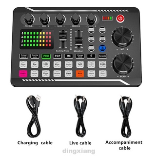 Placa De sonido De escritorio profesional mezcladora con cancelación De ruido y control De volumen con luz Led Bluetooth (1)