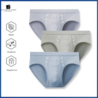 JKG Men Modal Briefs Middle Waist Underwear Graphene Antibacterial Lingerie Big Elastic