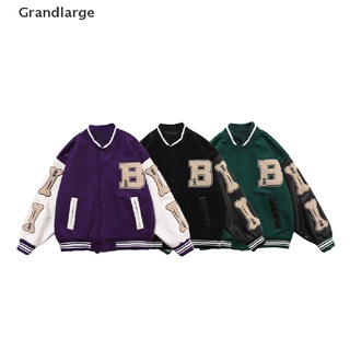 Grandlarge Harajuku Bomber chaquetas pareja chaqueta de béisbol otoño Unisex Varsity Hiphop