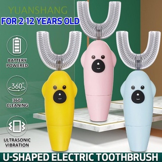 Yuanshang cepillo de dientes eléctrico en forma de U/cepillo de dientes de silicona suave impermeable para niños/cepillo de dientes de silicona Multicolor