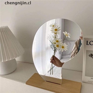 YANG Korean style Makeup Mirror Ins Irregular Acrylic Decorative Mirror Wooden Base .