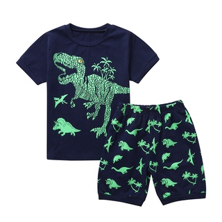 babyya niño bebé niños niños dinosaurio impresión tops pantalones cortos pijamas ropa de dormir conjunto